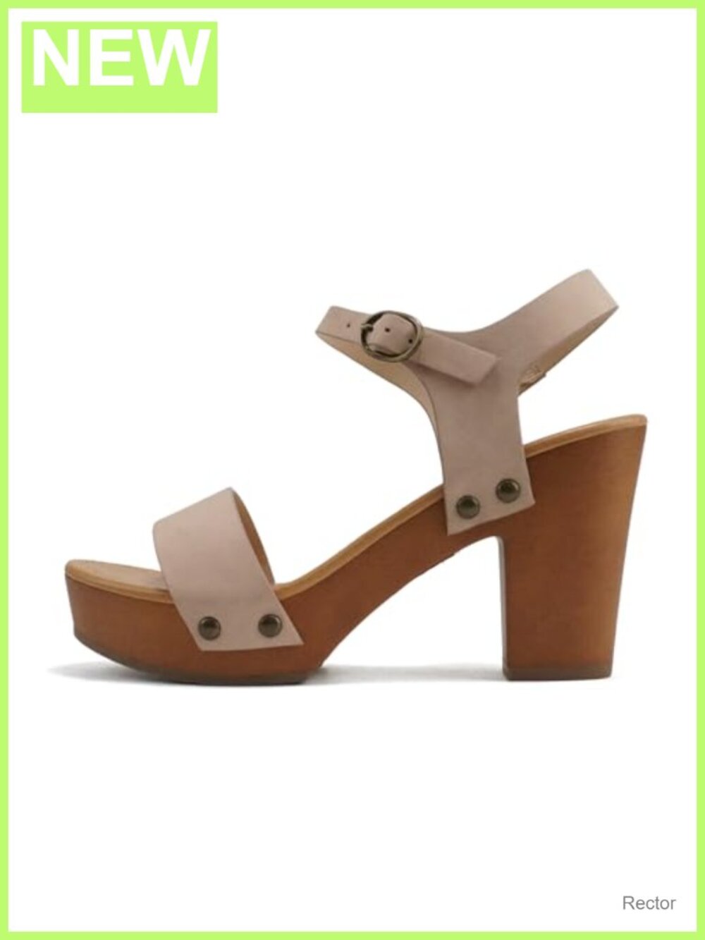 Studded Wedge Sandal with Buckle Ankle Strap Peep Toe Platform